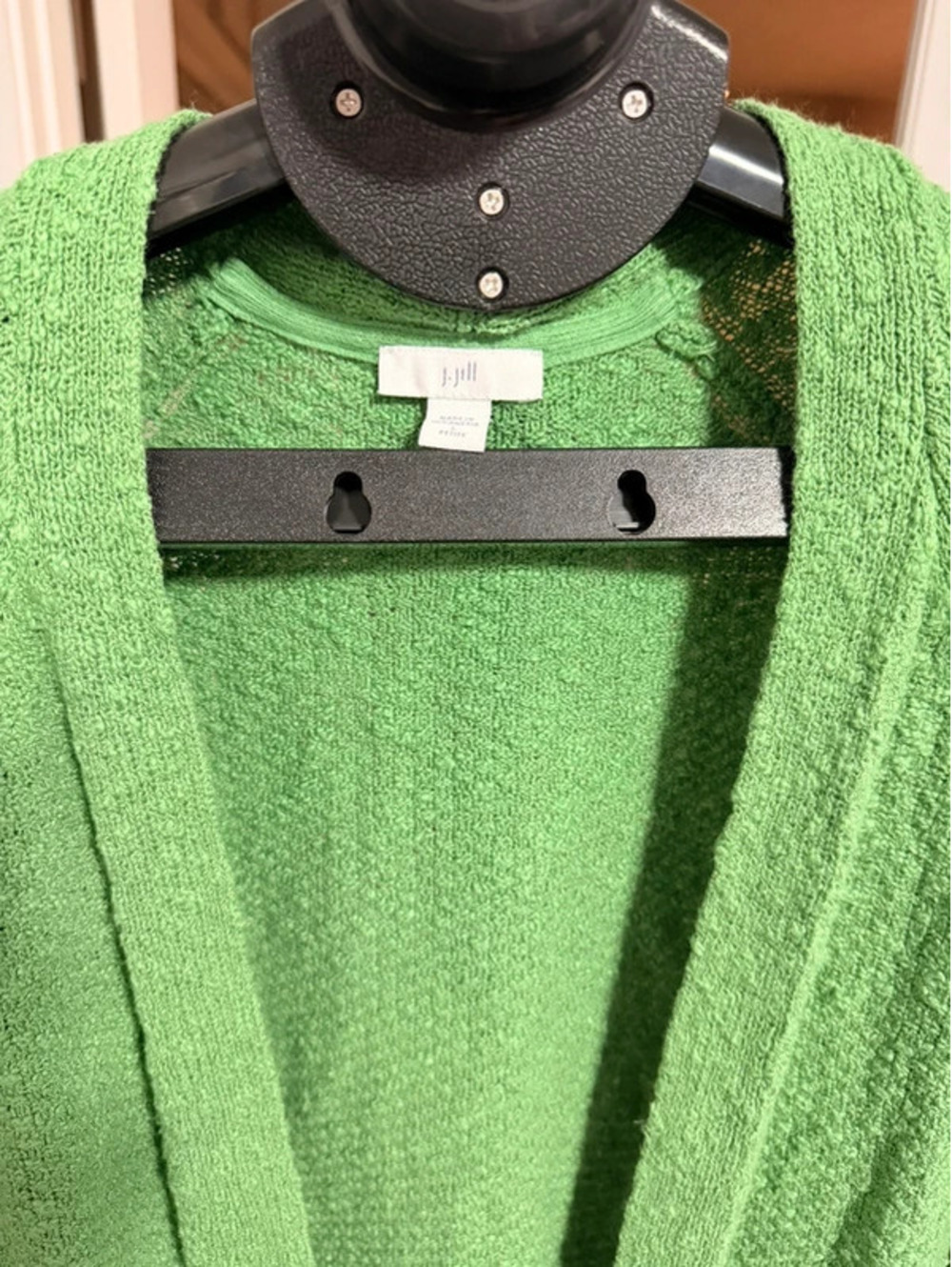 J.Jill Petite Green Open Front Cardigan Women’s Textured Knit Long Sleeve